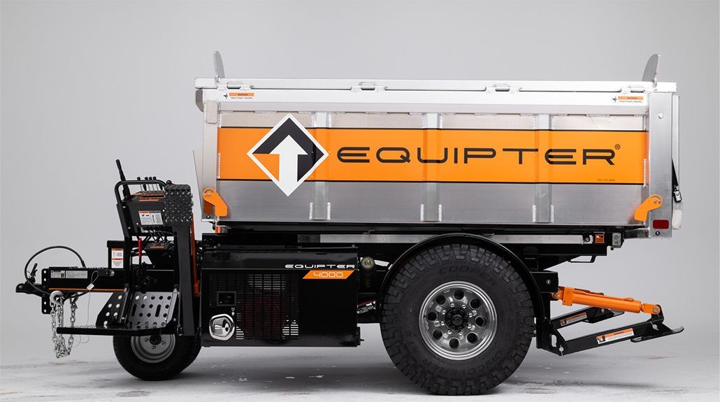 Equipter RB4000 self-propelled roofing debris buggy, side profile